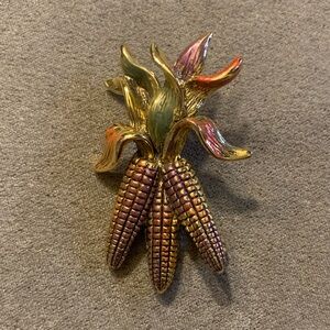 Vintage Gold Harvest Corn Brooch Pin